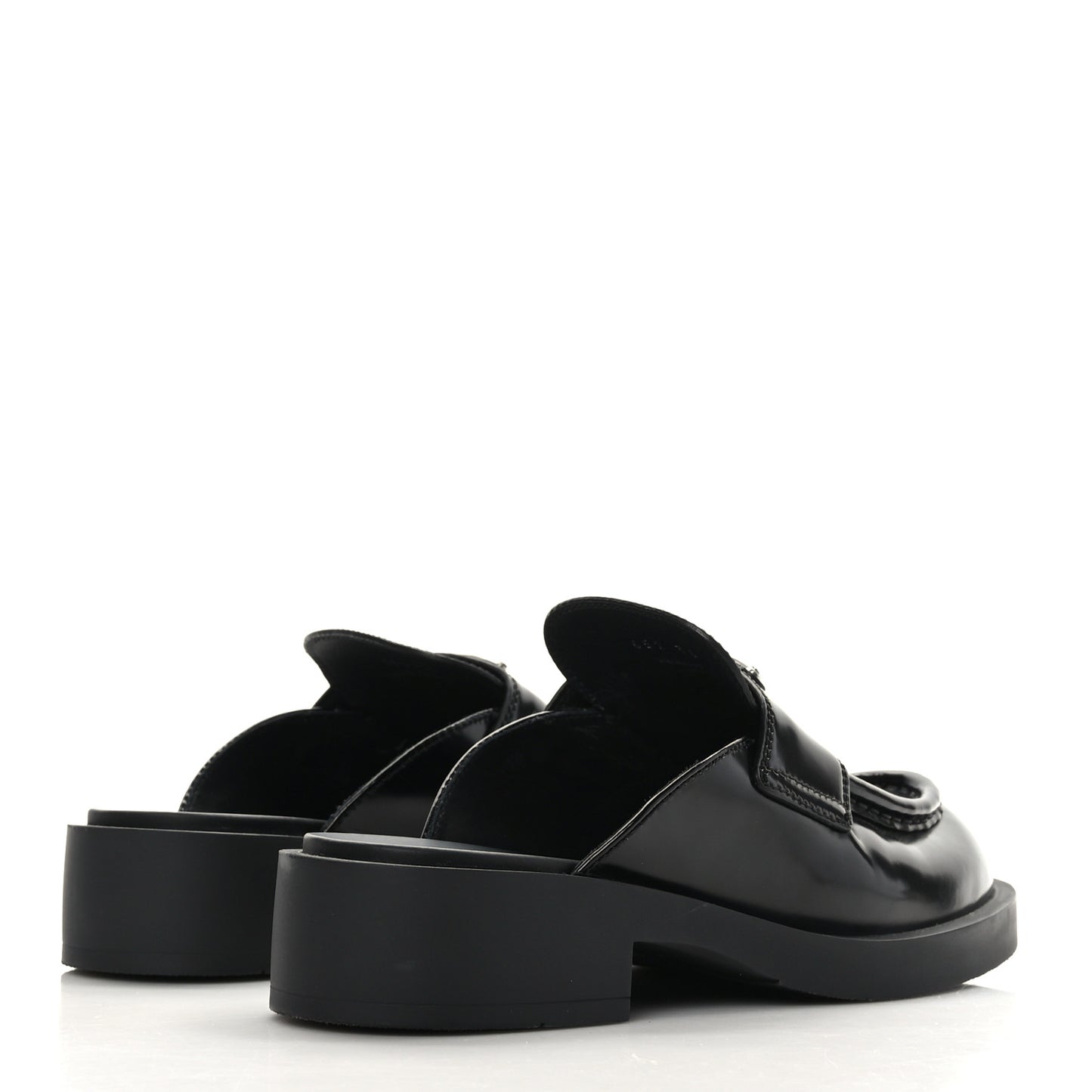 Spazzolato Metal Triangle Logo 40mm Loafer Mules 36 Black