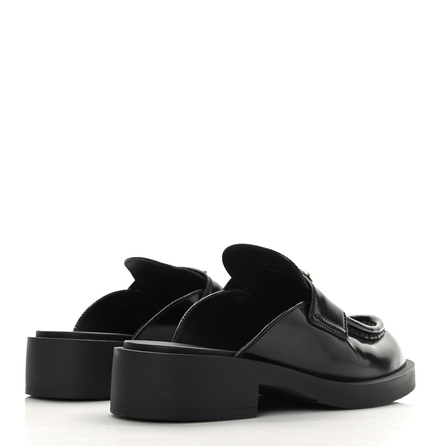 Prada Spazzolato Metal Triangle Logo 40mm Loafer Mules 36 Black 4 of 8