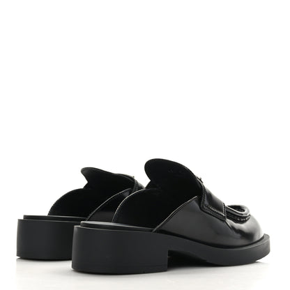 Prada Spazzolato Metal Triangle Logo 40mm Loafer Mules 36 Black 4 of 8
