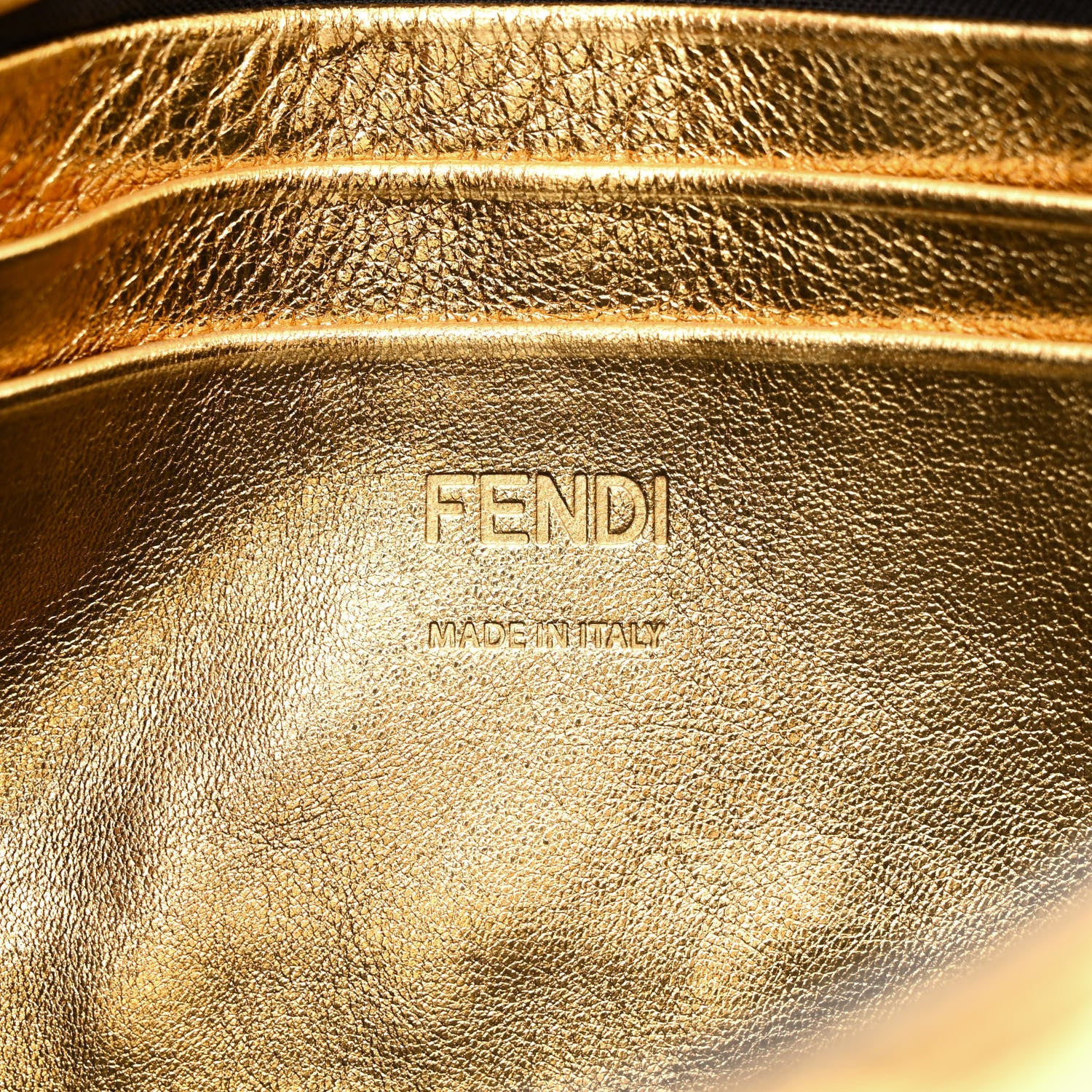Fendi Vitello Catalan Mirror FF 1974 Embossed Mini Baguette Gold 6 of 10