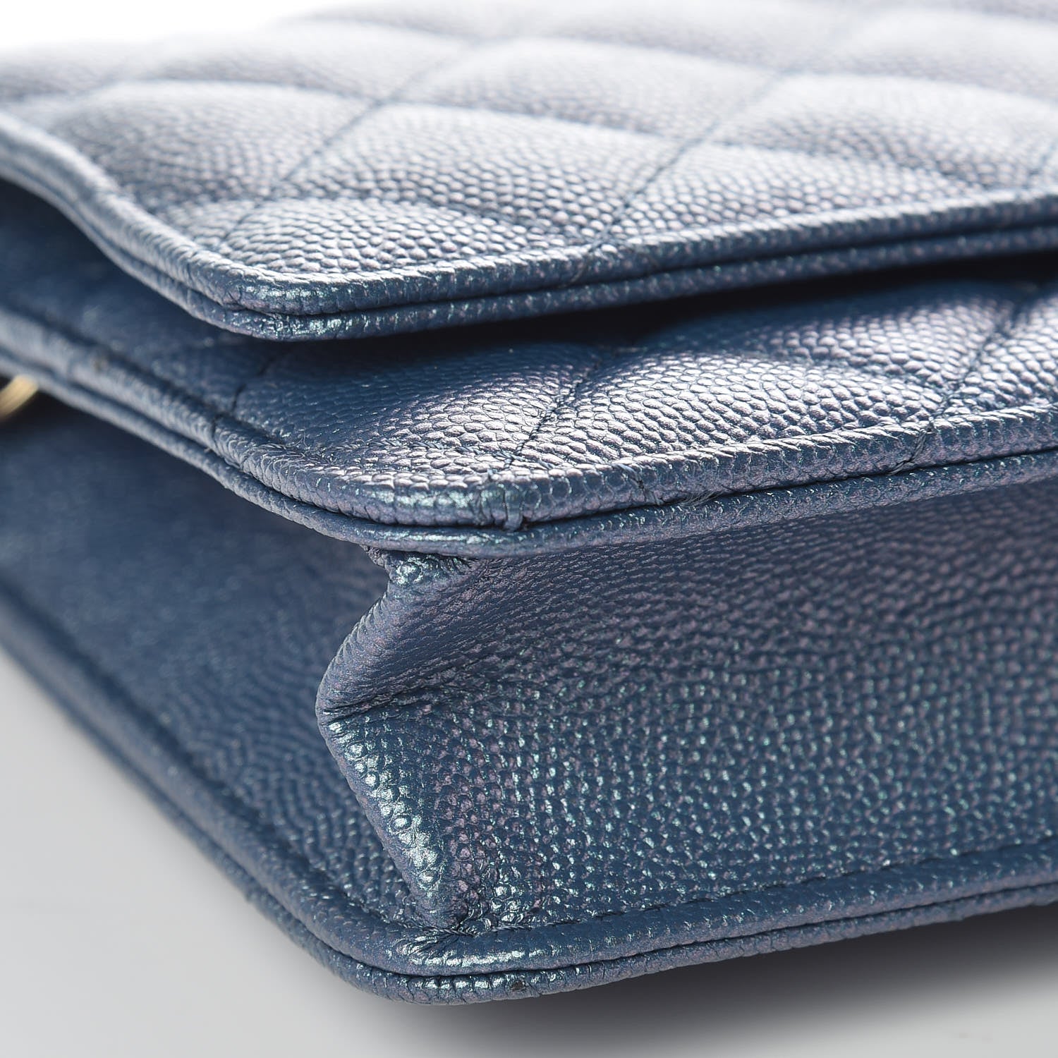Chanel Iridescent Caviar Quilted Wallet on Chain WOC Dark Blue 9 of 11