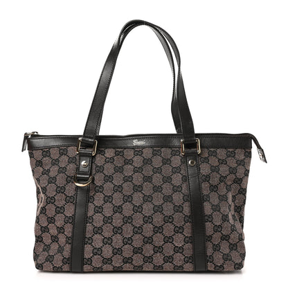 Gucci Denim Monogram Abbey Medium Tote Brown 1 of 12