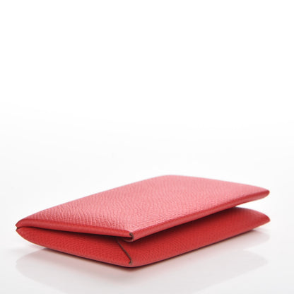Hermes Epsom Calvi Card Case Rouge Casaque 4 of 9