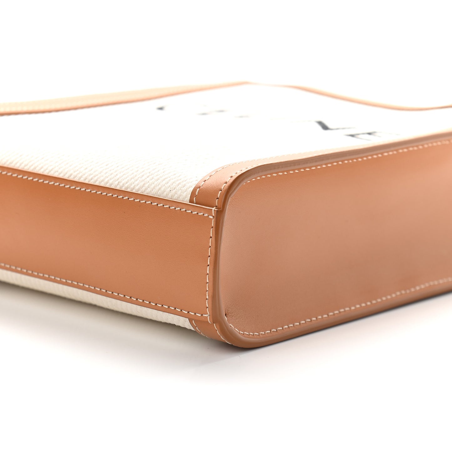 Canvas Calfskin Mini Vertical Cabas Natural Tan