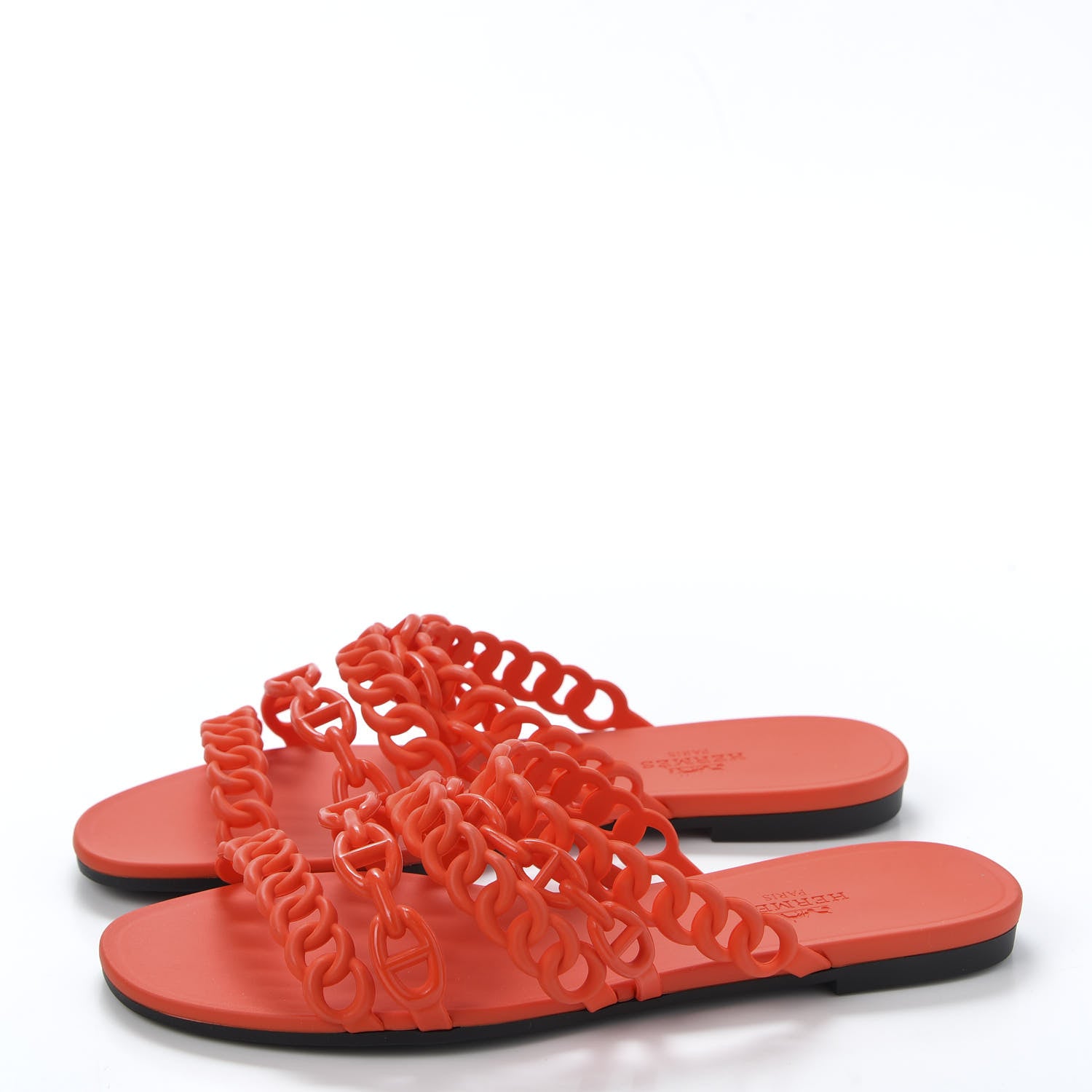 Hermes Rubber Chaine d'Ancre Nude Sandals 36 Pavot 3 of 9