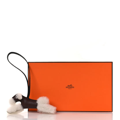 Hermes Milo Lambskin Shearling Budy Charm Chocolate Black 4 of 4
