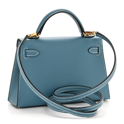 Hermes Epsom Mini Kelly Sellier 20 New Blue Jean 3 of 12