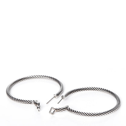 David Yurman Sterling Silver 36mm Cable Classics Hoop Earrings 5 of 5