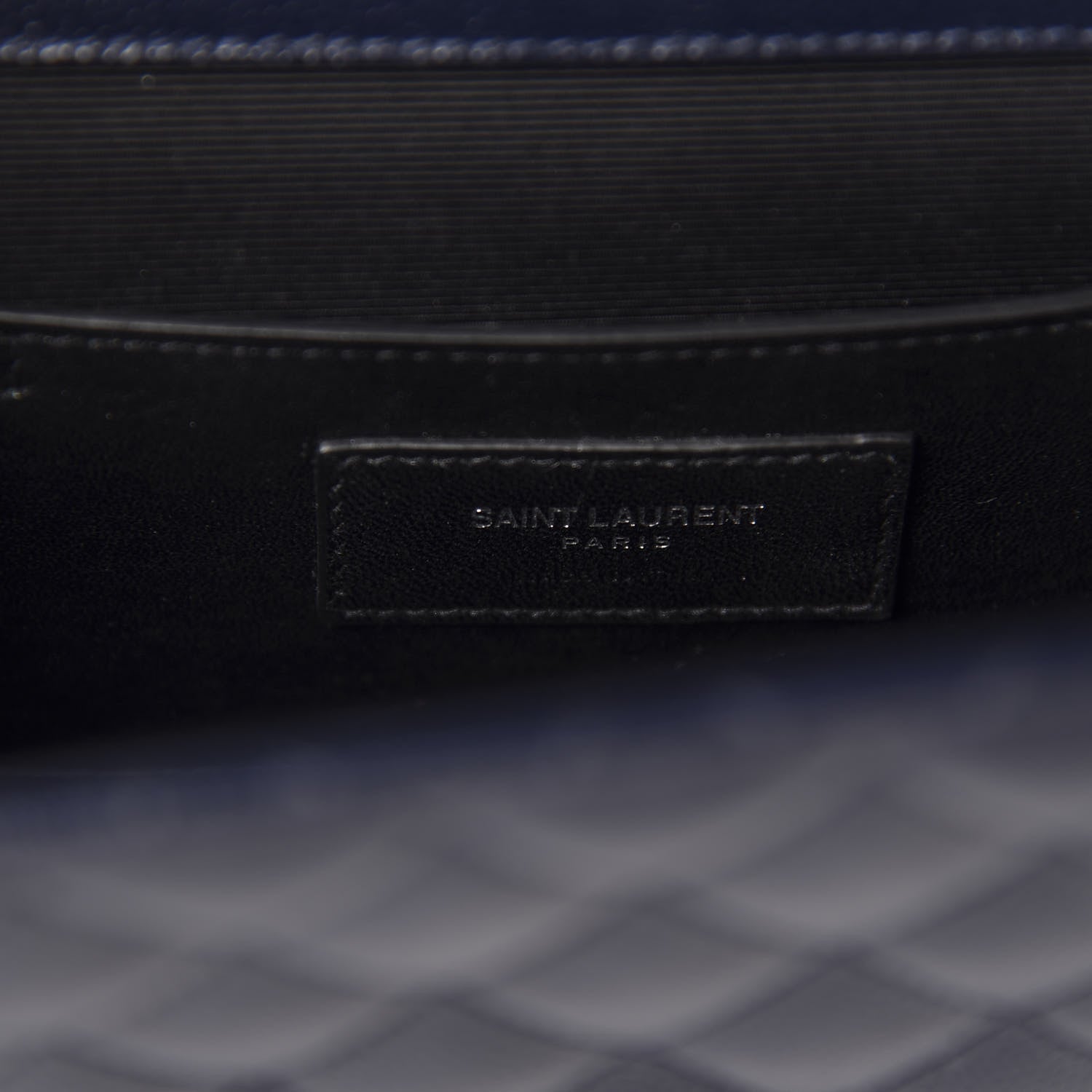 Saint Laurent Grain De Poudre Textured Mixed Matelasse Triquilt Medium Monogram Satchel Deep Marine 9 of 11