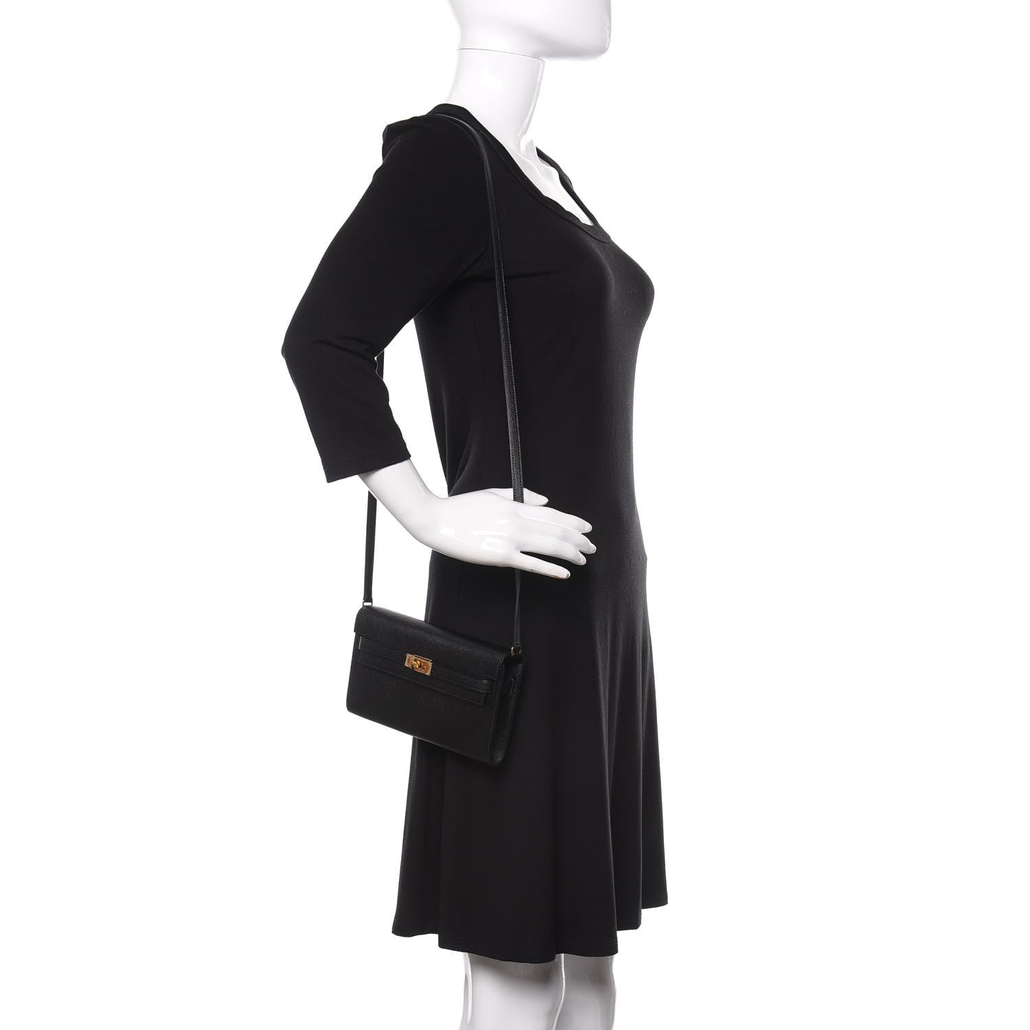 Hermes Chevre Mysore Kelly Wallet To Go Black 2 of 8