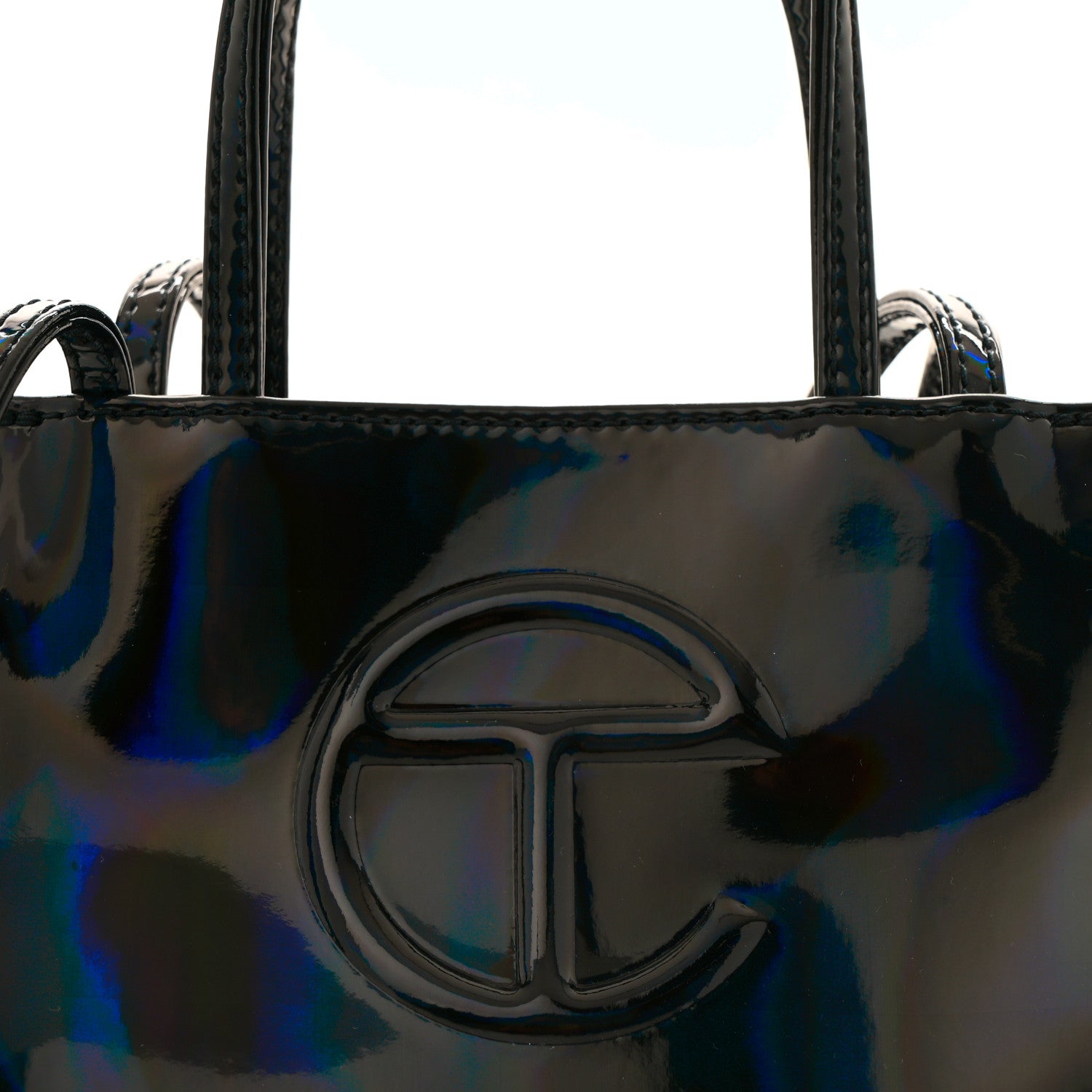 Telfar Patent Vegan Leather Small Shopping Bag Black Rainbow