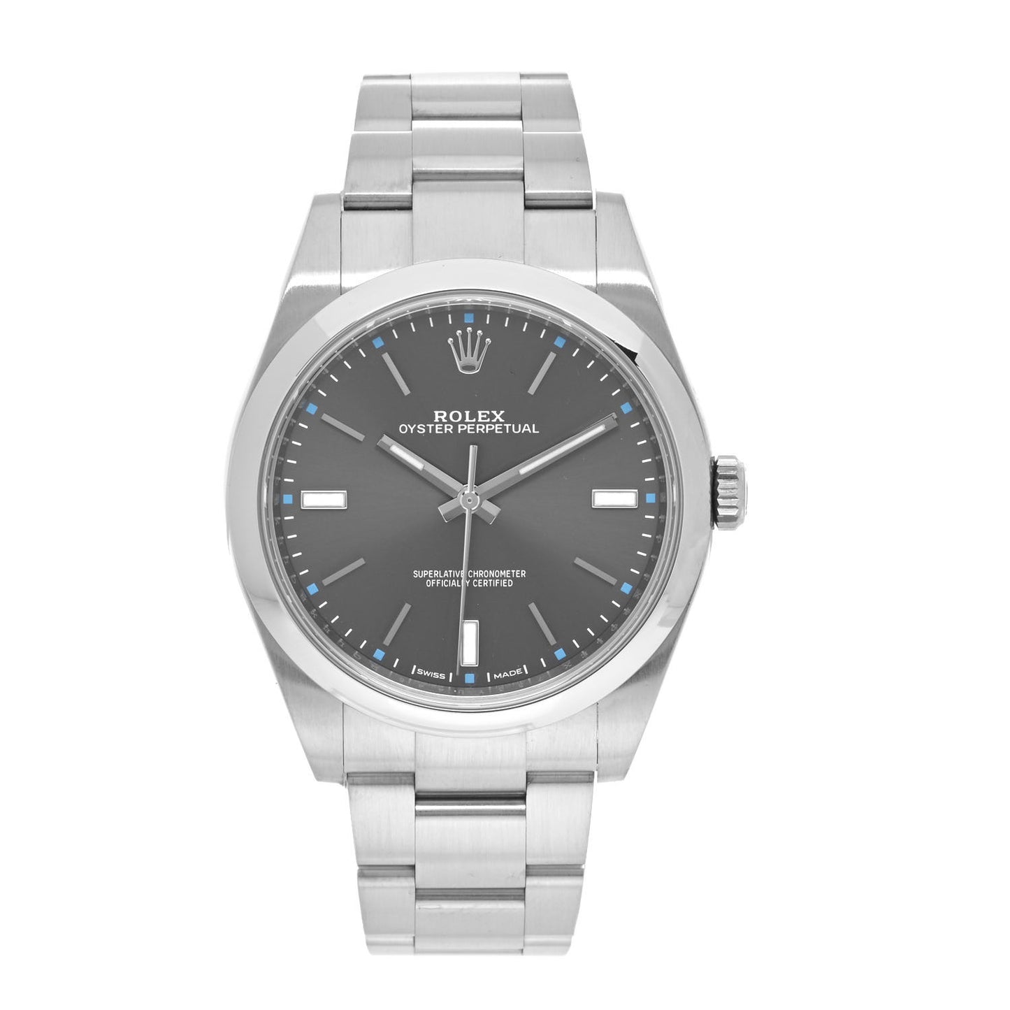 Stainless Steel 39mm Oyster Perpetual Watch Rhodium 114300