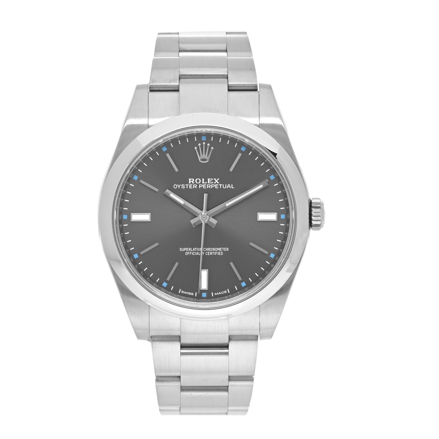 Rolex Stainless Steel 39mm Oyster Perpetual Watch Rhodium 114300 1 of 5