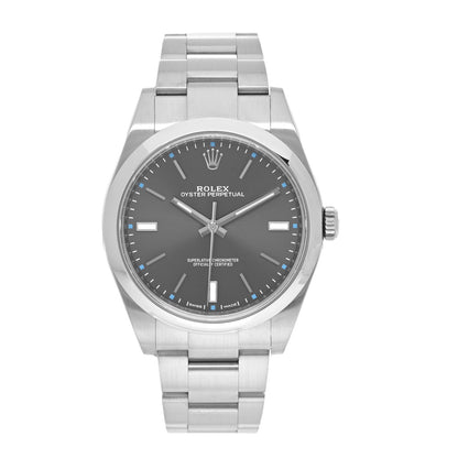 Rolex Stainless Steel 39mm Oyster Perpetual Watch Rhodium 114300 1 of 5
