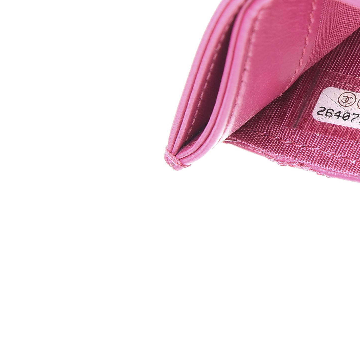 Lambskin Camellia Embossed Card Holder Fuchsia