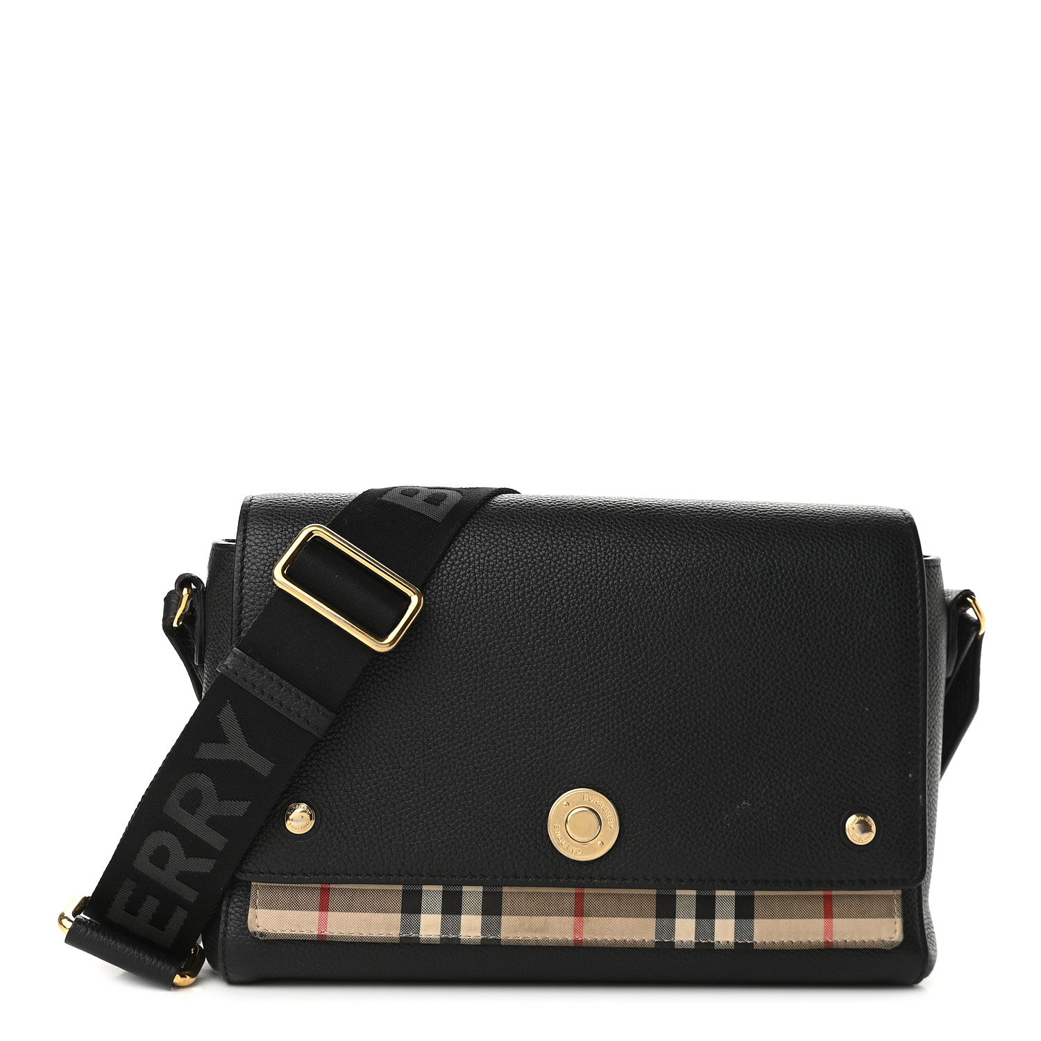 Burberry Grainy Calfskin Vintage Check Note Crossbody Bag Black 1 of 10
