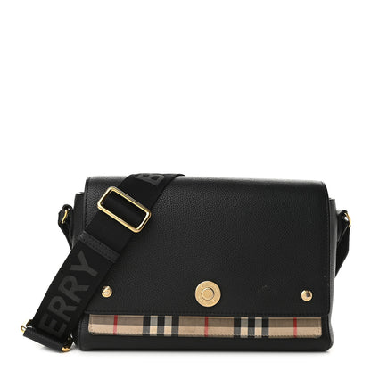 Burberry Grainy Calfskin Vintage Check Note Crossbody Bag Black 1 of 10