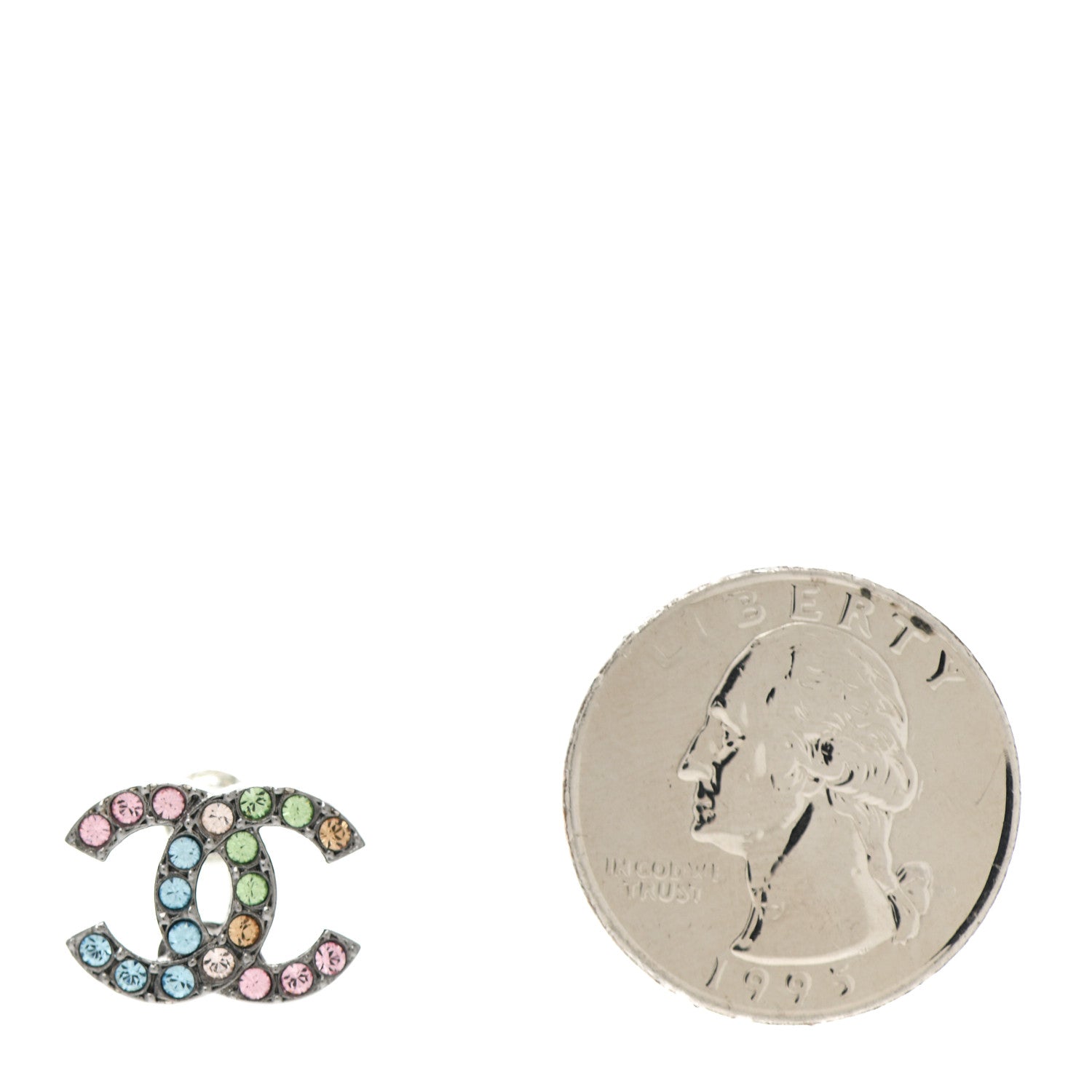 Chanel Ruthenium Crystal CC Earrings Multicolor 2 of 4