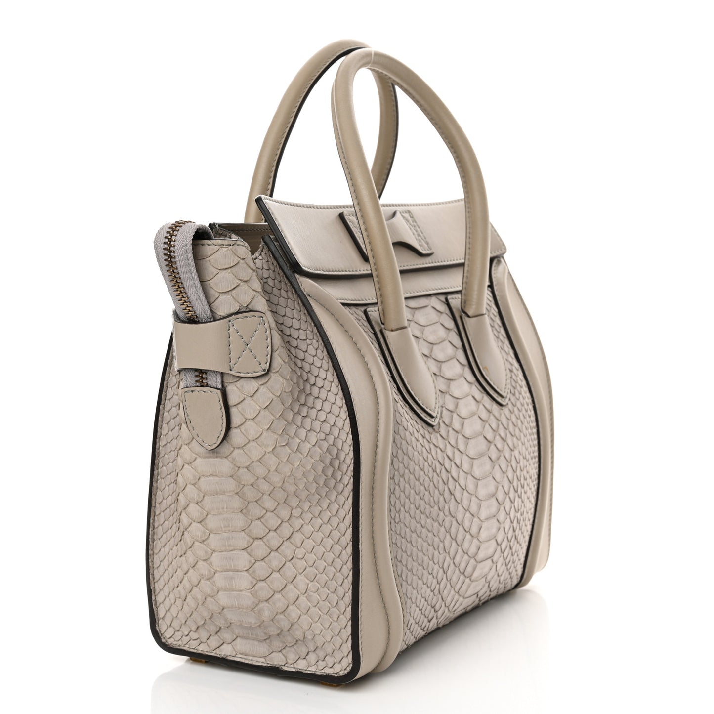 Python Smooth Calfskin Micro Luggage Pearl