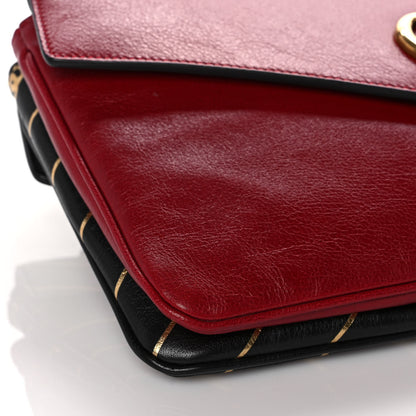 Gucci Calfskin Diagonal GG Medium Thiara Double Envelope Shoulder Bag Black Red 10 of 12