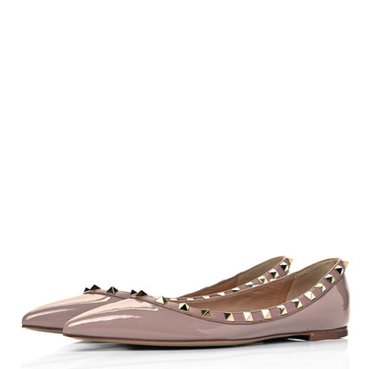 Valentino Garavani Patent Rockstud Ballerina Flats 39.5 Poudre 3 of 8