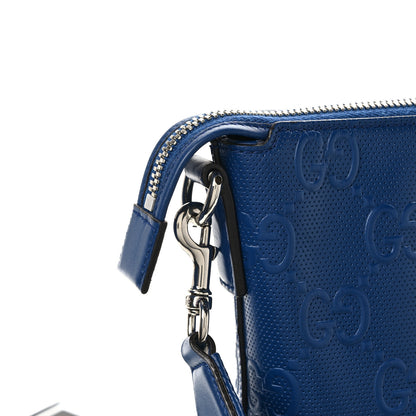 Gucci Calfskin GG Tennis Embossed Medium Wristlet Messenger Bag Intense Metal Blue 11 of 12