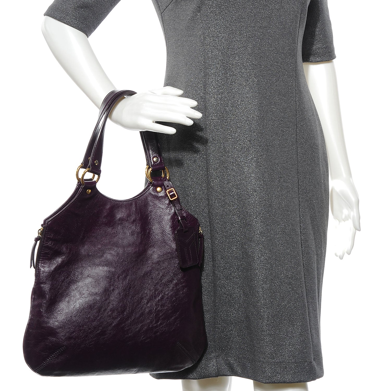 Saint Laurent Leather Tribute Tote Purple 2 of 7