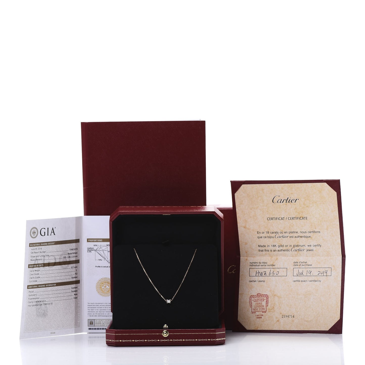 18K Pink Gold Diamond .21ct C De Pendant Necklace
