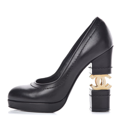 Chanel Calfskin Escarpins CC Pumps 36.5 Black 1 of 13