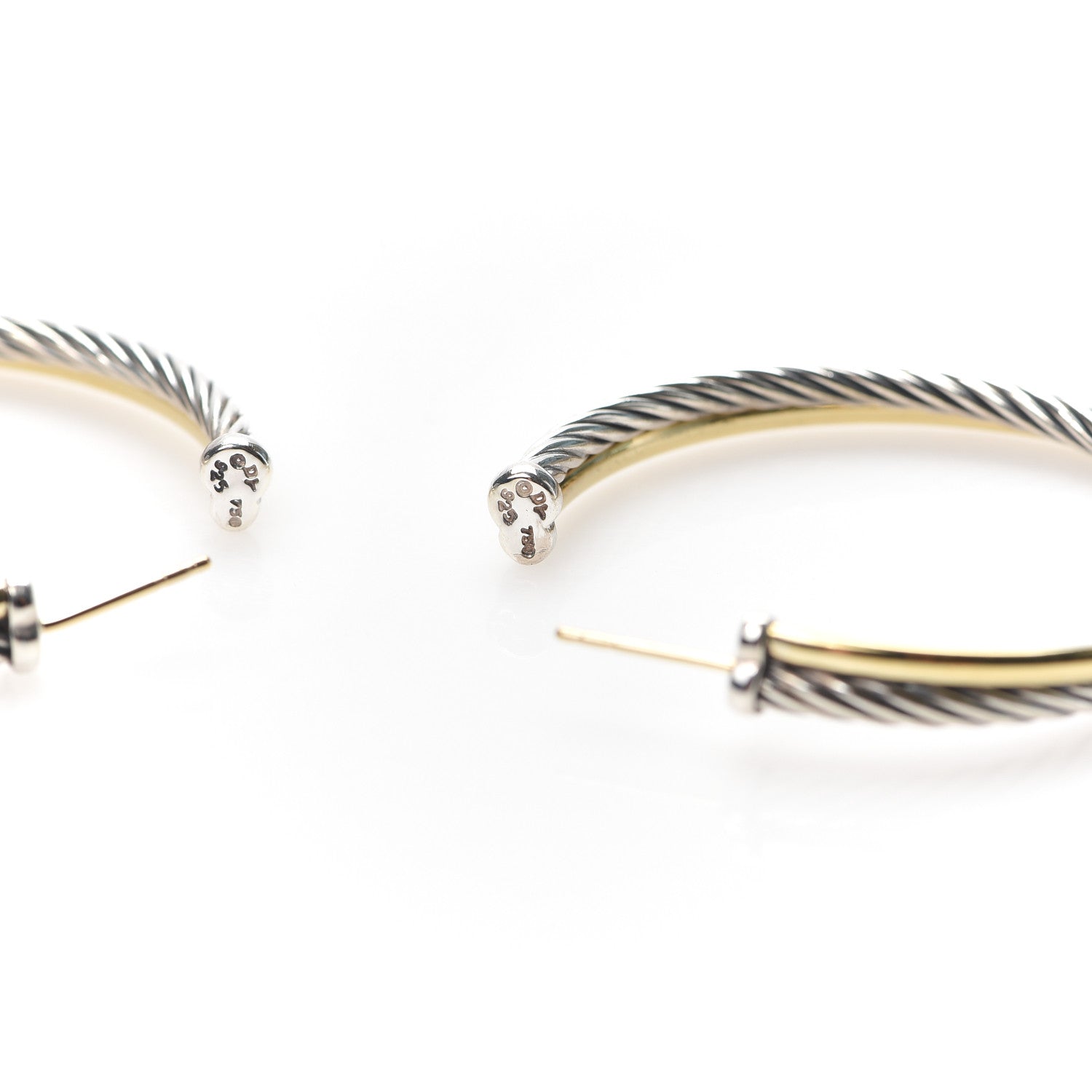 David Yurman Sterling Silver 18K Yellow Gold 44mm Extra Large Crossover Cable Hoop Earrings 4 of 8