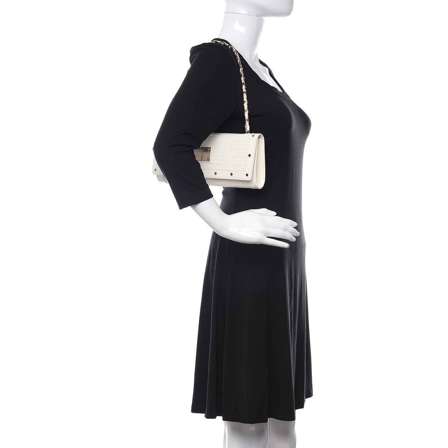 Patent Couture Chain Clutch White