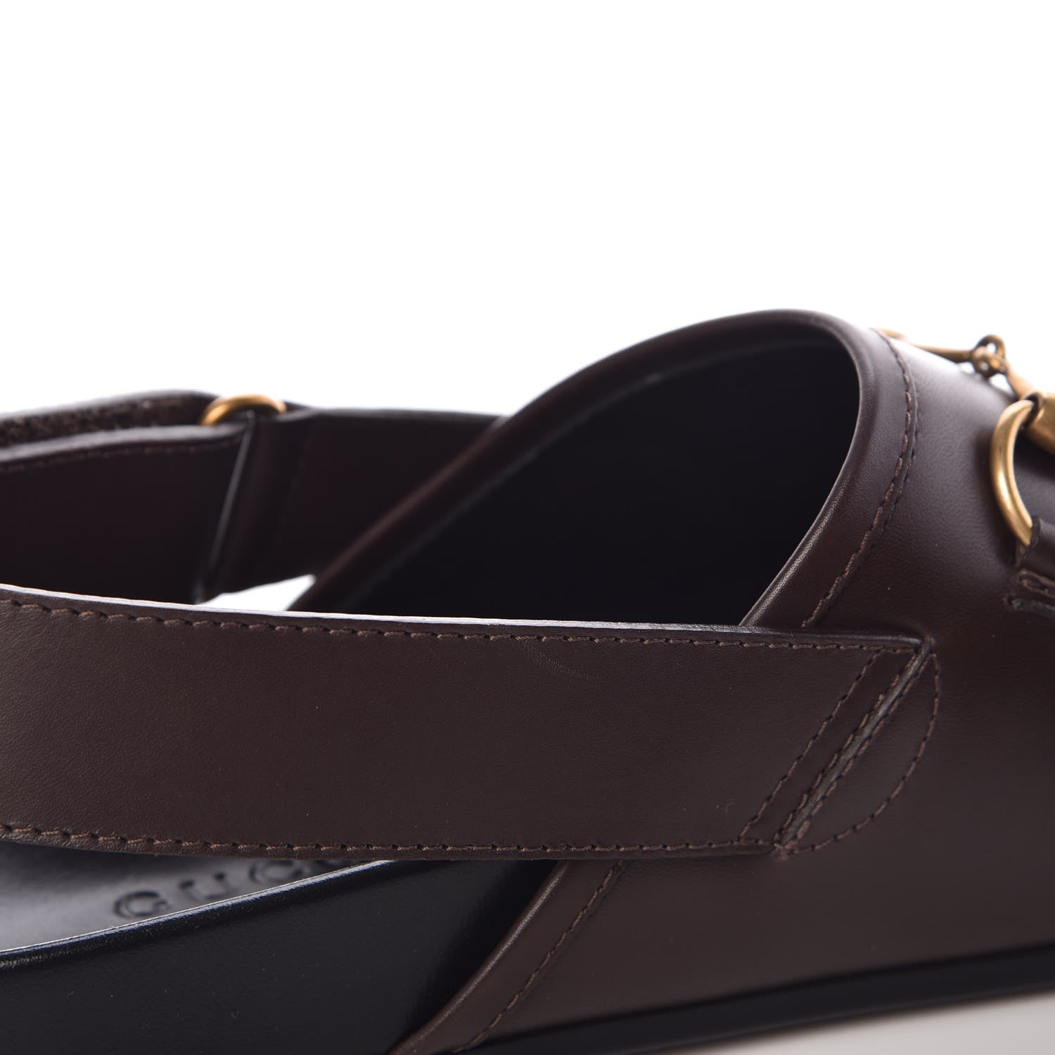 Gucci Calfskin Mens Horsebit River Slingback Slippers 9 Cocoa 8 of 10