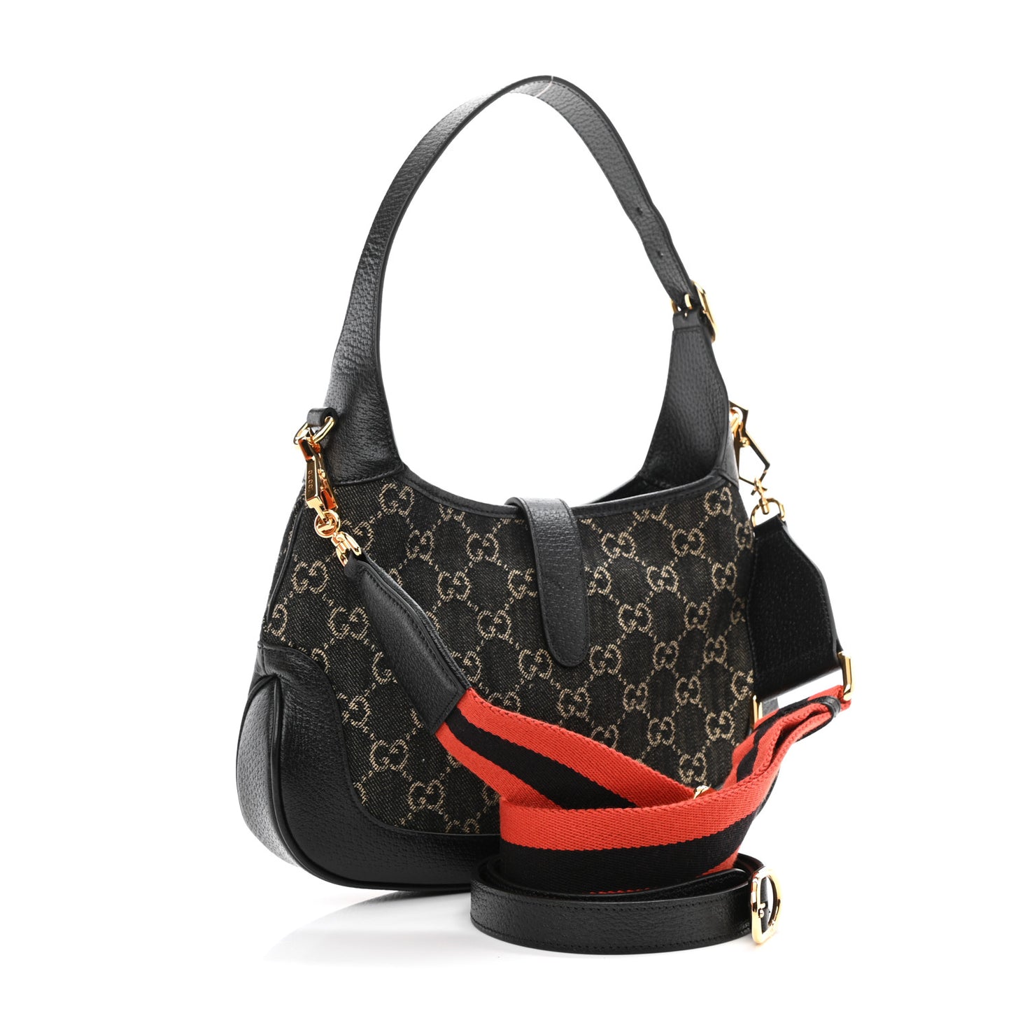 Jacquard Denim GG Monogram Small Jackie 1961 Hobo Black Ivory
