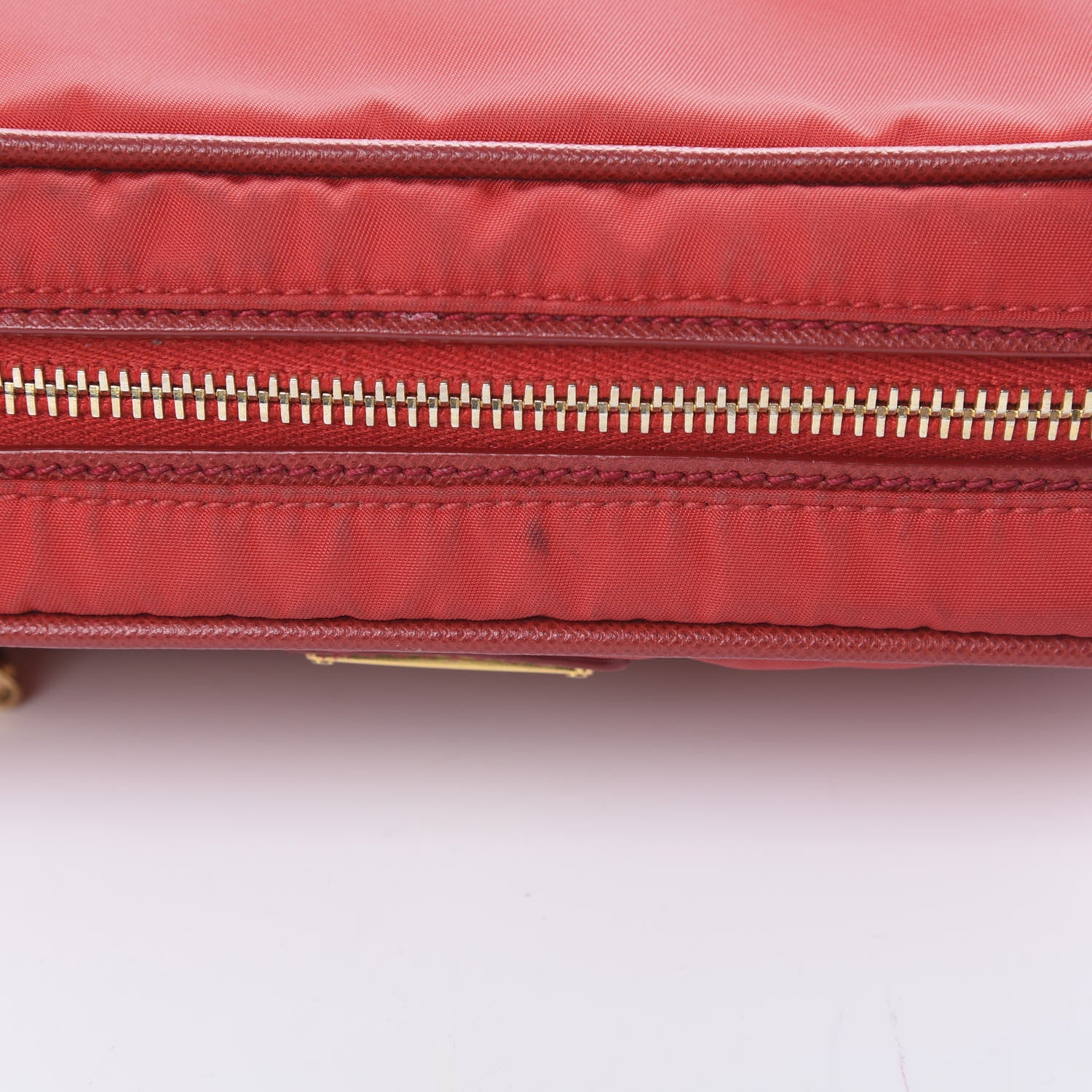 Prada Tessuto Nylon Saffiano Small Crossbody Rosso 12 of 15