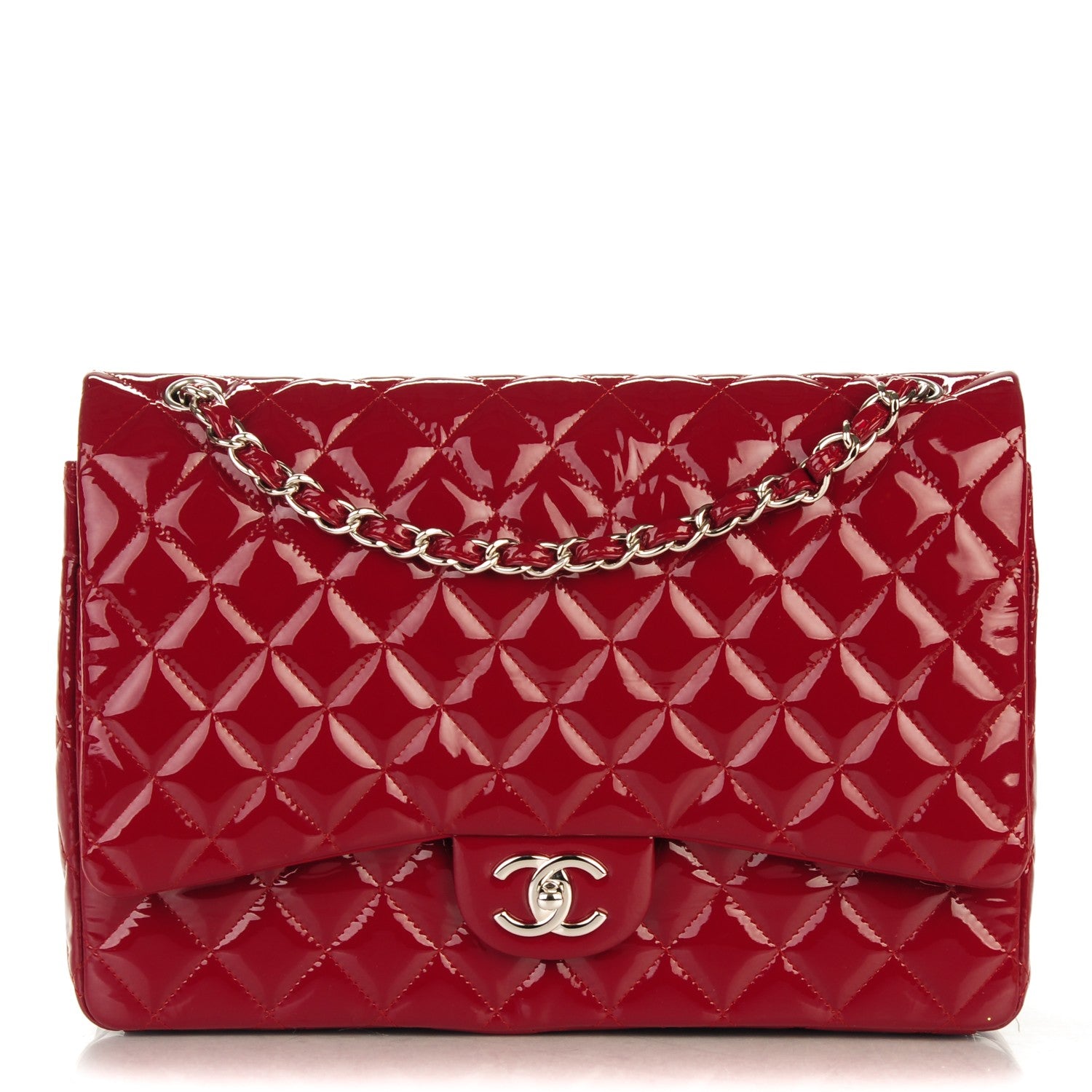 Chanel Patent Quilted Maxi Double Flap Red 1 of 7