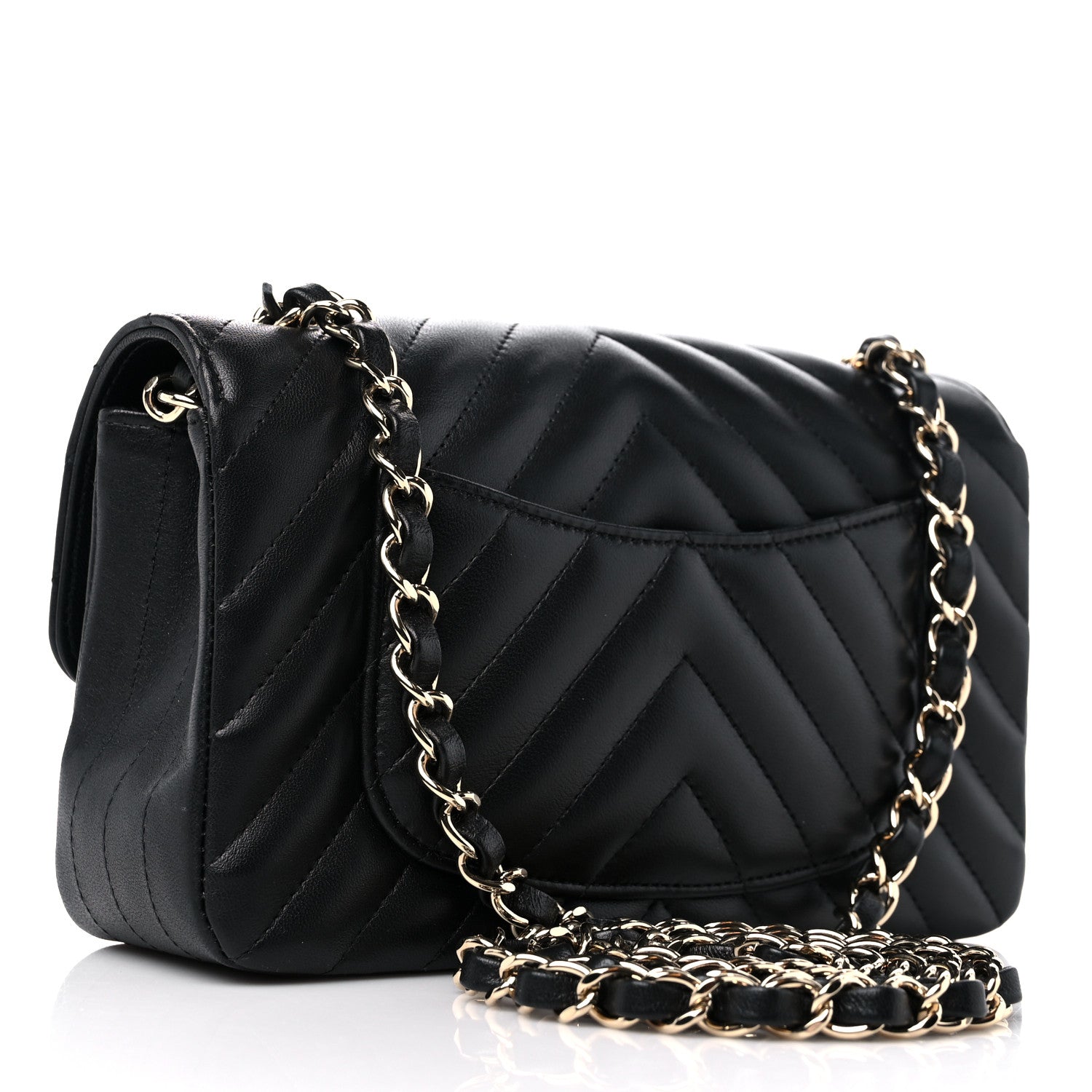 Chanel Lambskin Chevron Quilted Mini Rectangular Flap Black 3 of 9
