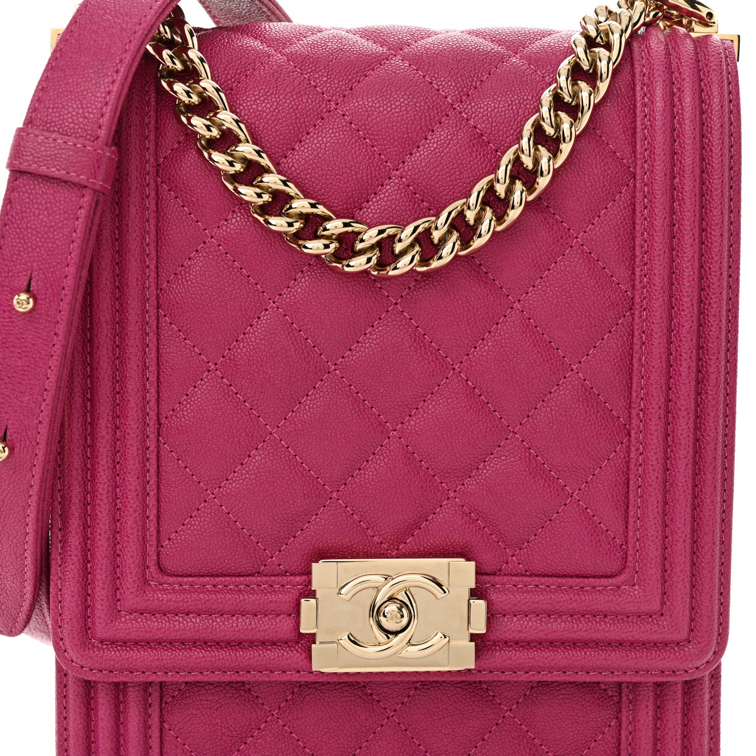 Chanel Caviar Quilted North South Boy Flap Fuchsia 8 of 11