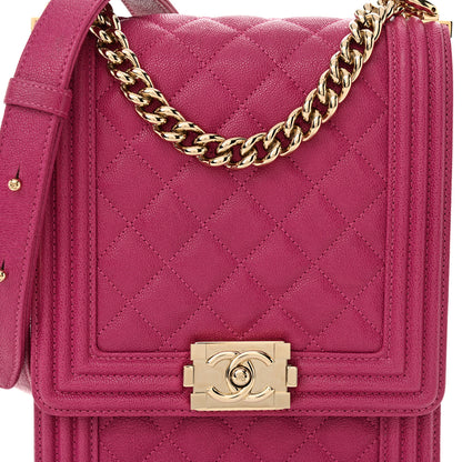 Chanel Caviar Quilted North South Boy Flap Fuchsia 8 of 11
