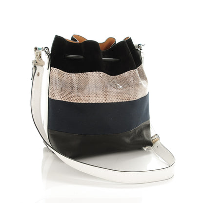 Proenza Schouler Smooth Leather Elaphe Snakeskin Patchwork Medium Bucket Bag Cadet 3 of 8