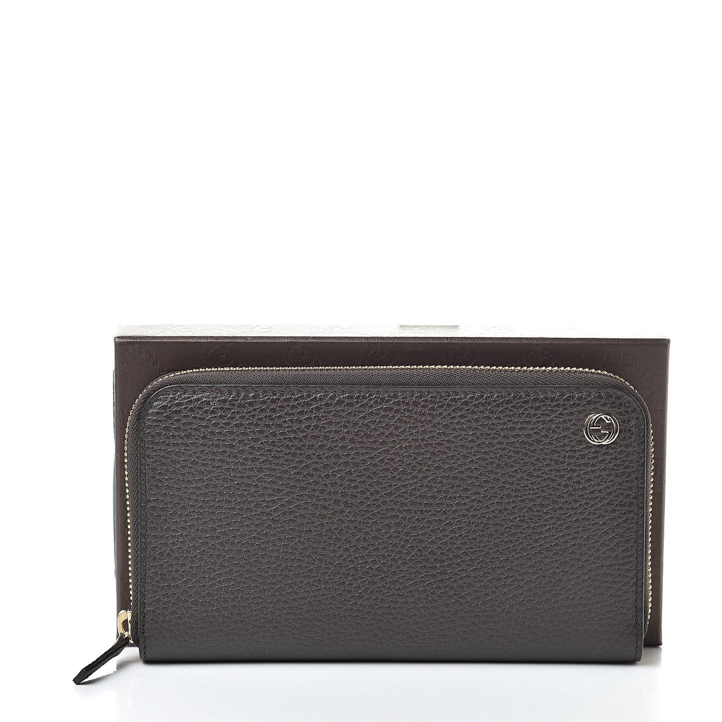 Dollar Calfskin GG Zip Around Wallet Brown