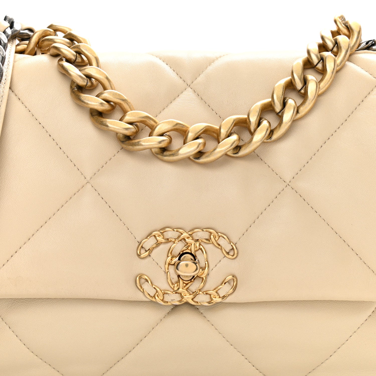 Chanel Lambskin Quilted Large Chanel 19 Flap Beige 8 of 11