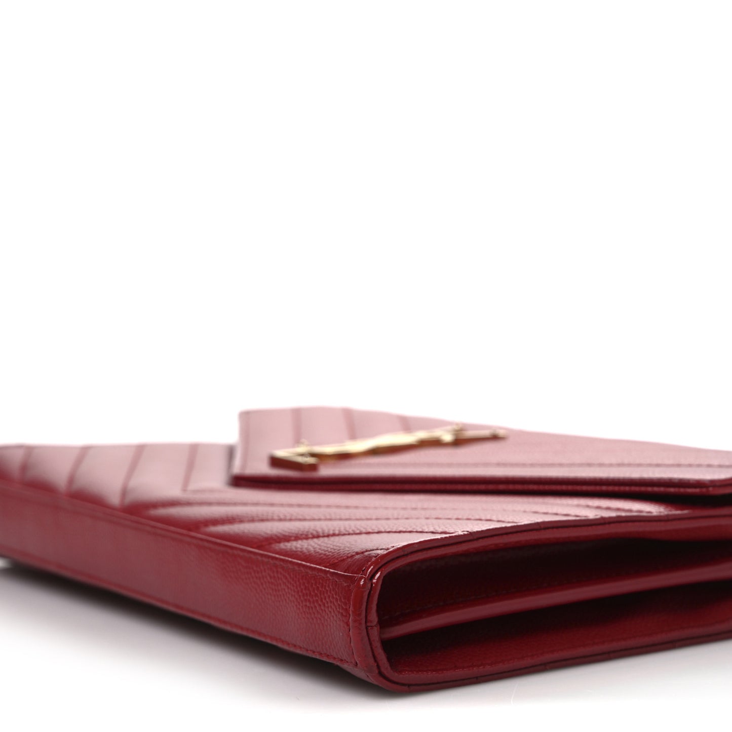 Grain De Poudre Matelasse Chevron Monogram Chain Wallet New Red