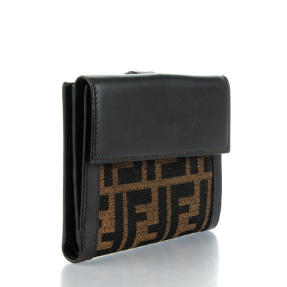 Fendi Zucca Cuoio Lucido Compact Wallet Tobacco Moro 3 of 9