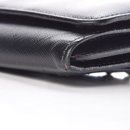 Prada Saffiano Colour Continental Flap Wallet Black Peonia 9 of 9