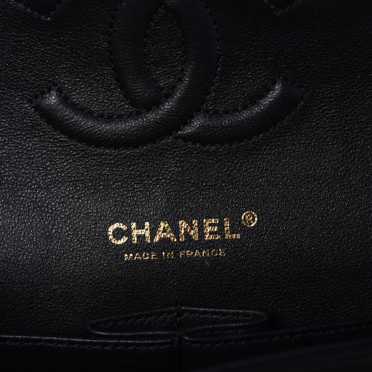 Lambskin Chevron Quilted Medium Double Flap Black