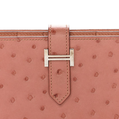 Hermes Ostrich Bearn Gusset Wallet Terre Cuite 8 of 9