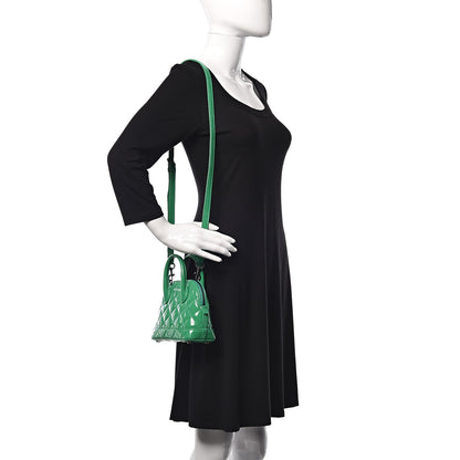 Balenciaga Faux Patent Quilted XXS Ville Top Handle Bag Green 2 of 10