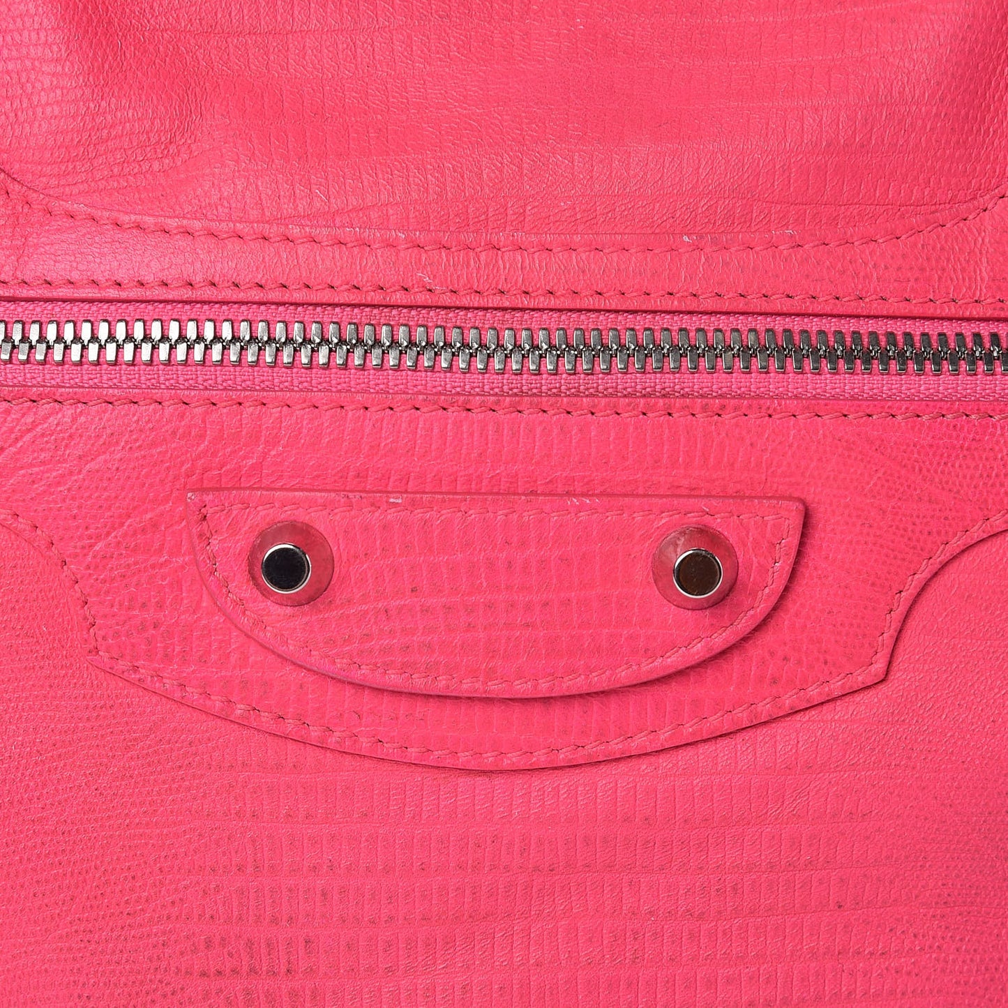 Calfskin Lizard Embossed Classic Silver Hardware City Rose Fluo