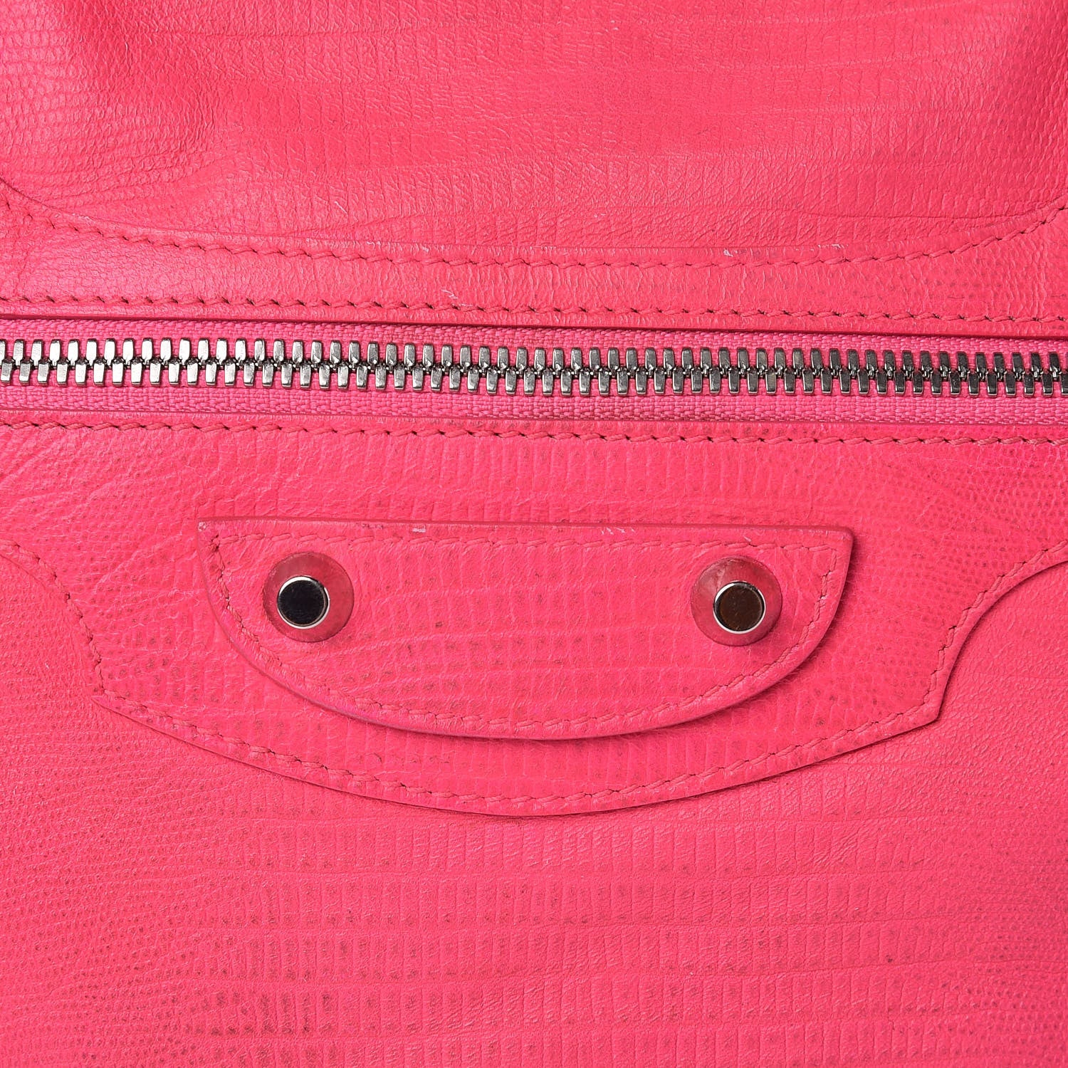 Balenciaga Calfskin Lizard Embossed Classic Silver Hardware City Rose Fluo 13 of 22