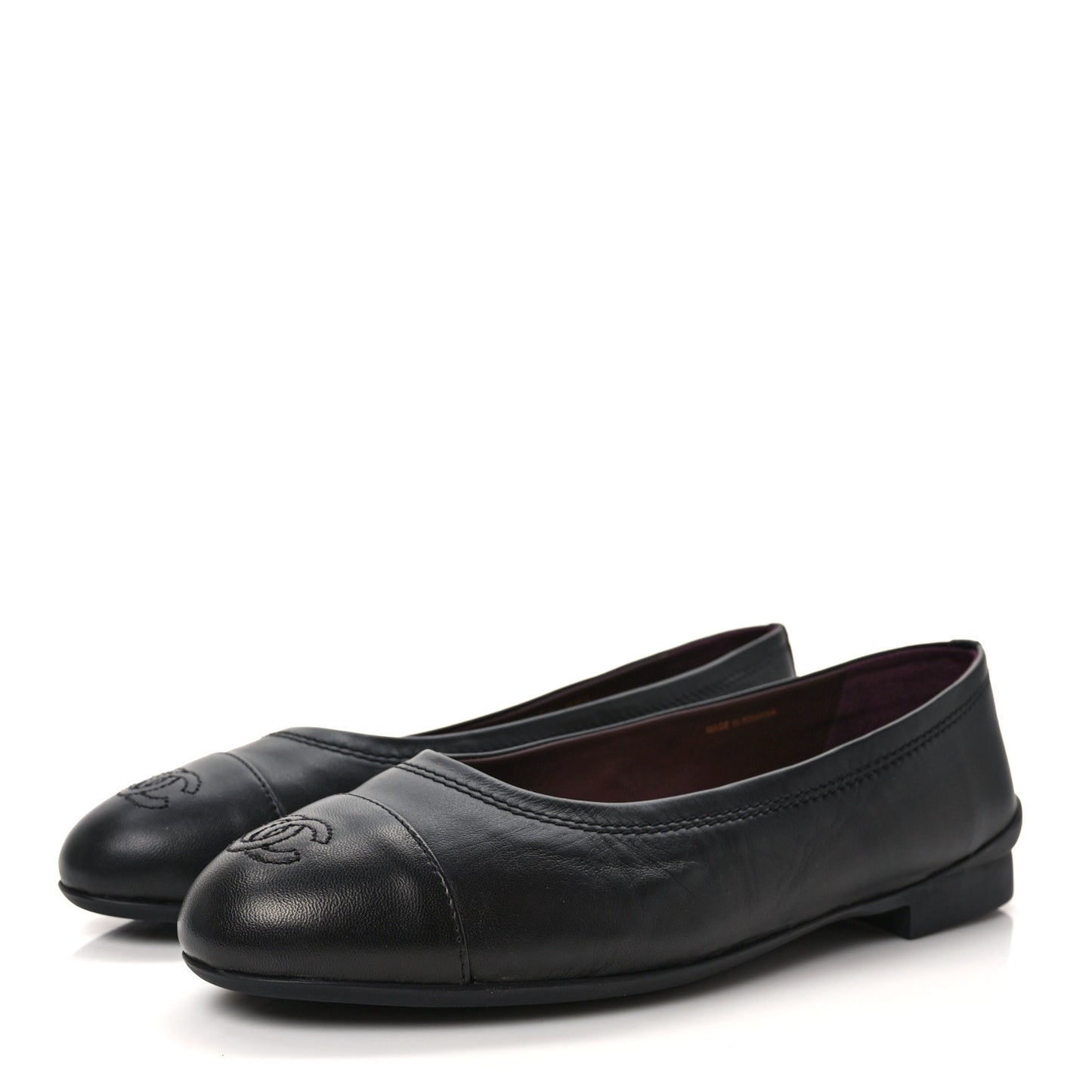 Lambskin Cap Toe CC Ballerina Flats 40.5 Black